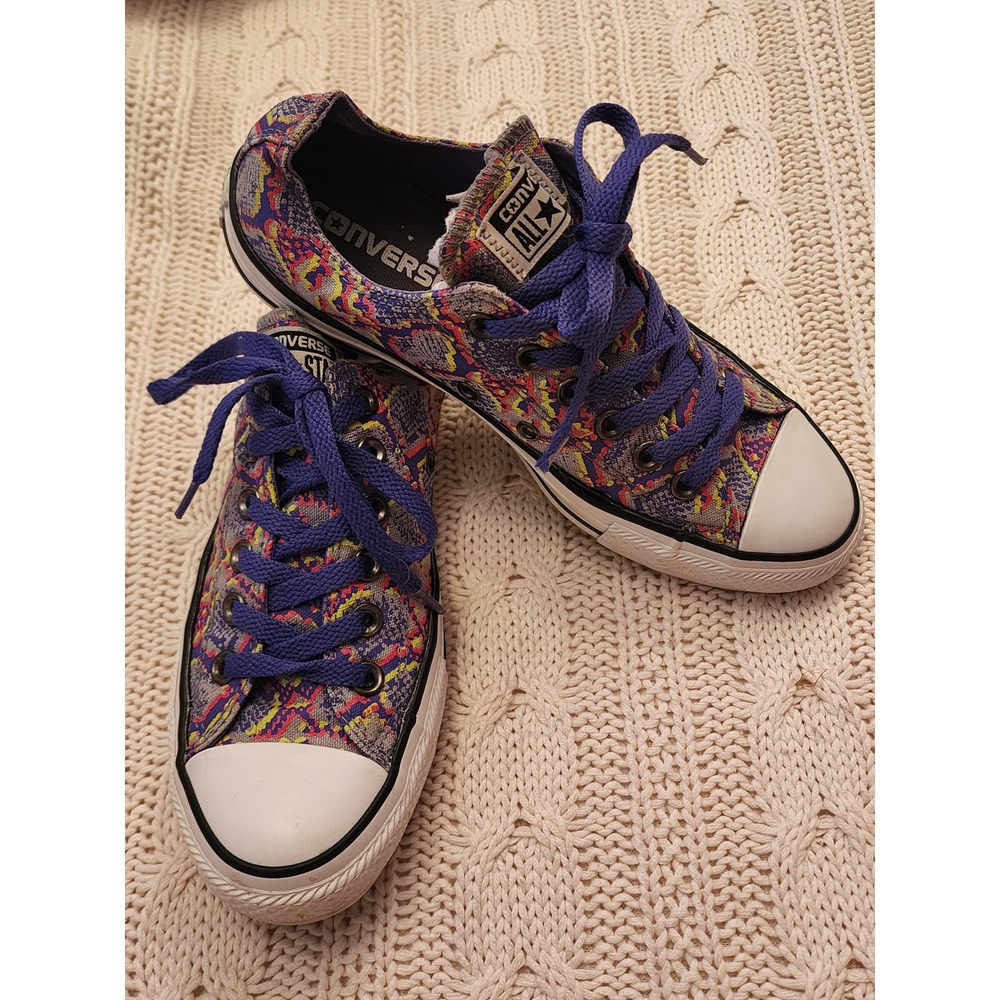 Rare Converse All Star Sample Shoes Low Top Sneaker Purple Python Knit Women 7